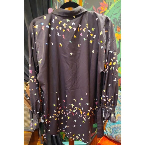Unbranded NEW WOMEN'S PLUS Black A-Line Shirt with Multicolored Butterflies. XXL - Picture 2 of 13